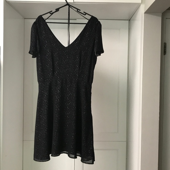 RW&Co Black Dress US 12 Silver Polka dots - Picture 1 of 11